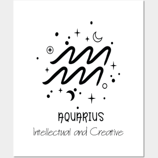 Aquarius Personality Black Text Posters and Art